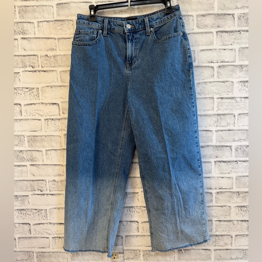 Women’s Talbots wide leg crop two tone jeans medium wash size 4 - Picture 1 of 4